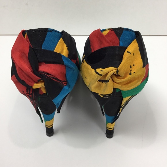 Stuart Weitzman vtg. 80s mosaic green yellow heels - Picture 5 of 8